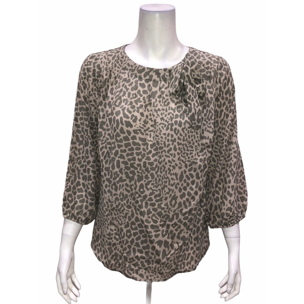 Liz Claiborne New York Women's Top with Neck Detail Blouse Gunmetal Size 12